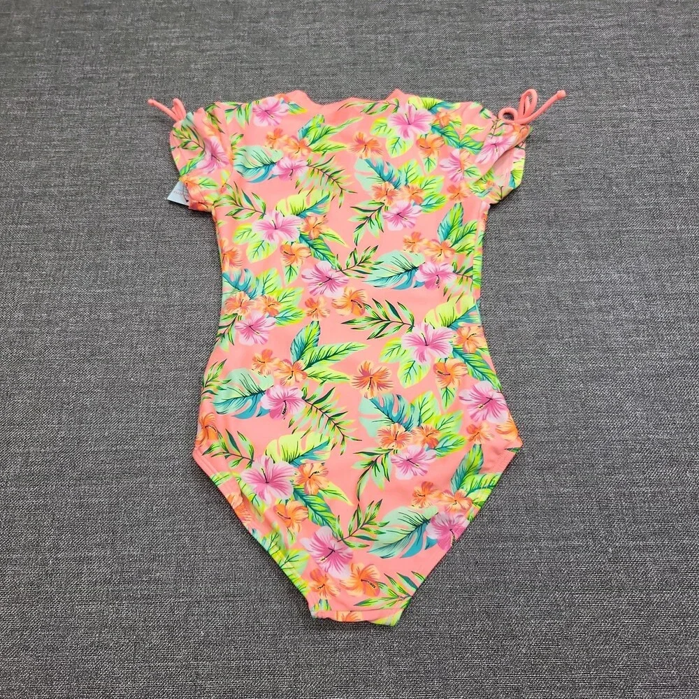 Girls Printed One Piece Rash Guard Swimsuit - Cat & Jack Size Small 6/7